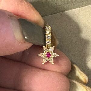 Nose Ring-Hoop/Dangle Yellow Gold Tone Cooper Star CZ Cartilage nose ring